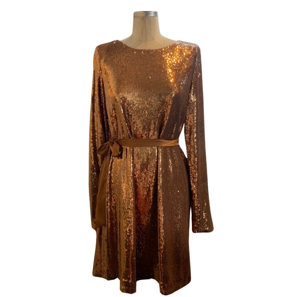 Ramy Brook Copper Long Sleeve Sequin Hallie Dress Womens XS - Picture 3 of 12